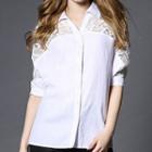Lace Panel Elbow-sleeve Shirt