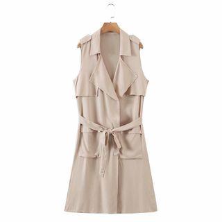 Sleeveless Notch Lapel A-line Dress