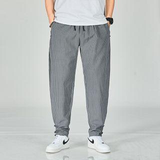 Drawstring-waist Striped Baggy Pants