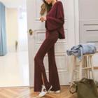 Set: Dip-back Hoodie + Slit Bell-bottom Pants