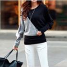 Color-block Pullover Black - One Size