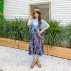 Short-sleeve Round-neck Mock Two-piece Dress