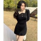 Open-back Polo Knit Dress
