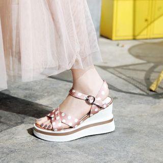 Polka Dot Platform Wedge Sandals