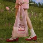 Letter-embroidered Sheer Shopper Bag Pink - One Size