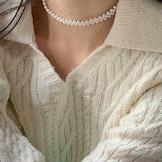 Faux-pearl Choker Silver - One Size