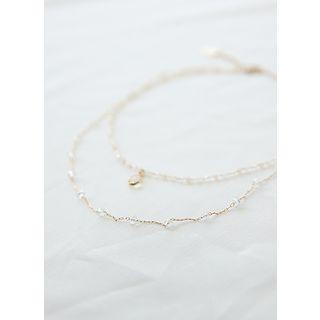 Waterdrop Crystal Stone Necklace Gold - One Size