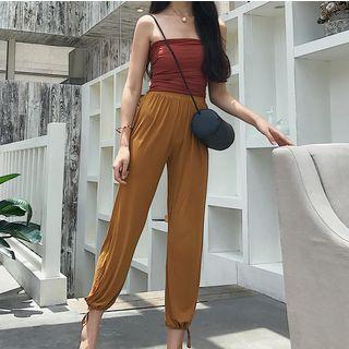 Plain Tube Top / Tie-hem Cropped Pants