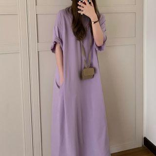 Plain Oversized Short-sleeve Dress