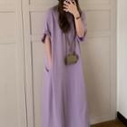 Plain Oversized Short-sleeve Dress