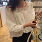 Eyelet Lace Square-neck Blouse As Shown In Figure - One Size