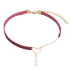 Hollow Heart Choker 1 Pc - Hollow Heart - Wine Red - One Size