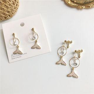 Faux Crystal Whale Tail Dangle Earring