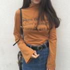 Letter Mock-neck Long-sleeve T-shirt
