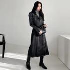 Band-waist Stitch-trim Long Skirt