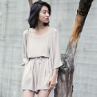 Set: 3/4-sleeve Top + Spaghetti Strap Top + Shorts