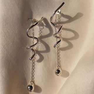 Alloy Swirl Dangle Earring 1 Pair - Stud Earring - As Shown In Figure - One Size