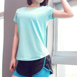Short-sleeve Mesh Panel Gym Top