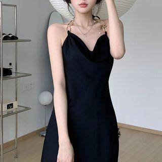 Halter Mini A-line Dress Black - One Size