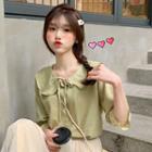 Short-sleeve Blouse Green - One Size