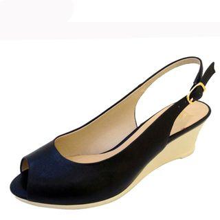 Peep-toe Slingback Wedge Sandals