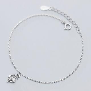925 Sterling Silver Moon Rhinestone Bracelet S925 Silver - Bracelet - One Size