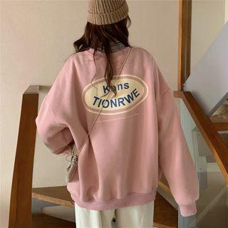 Fleece-lined Drop Shoulder Letter Print Hoodie
