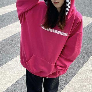 Lettering Checkerboard Panel Hoodie