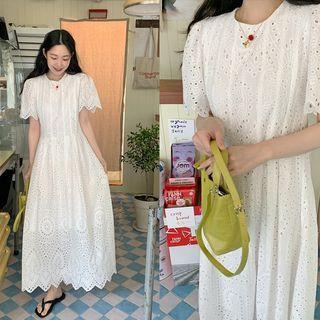 Scalloped Eyelet-lace Long Dress