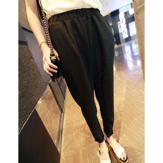 Elastic Waist Chiffon Harem Pants