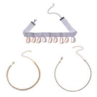Shell Drop Choker / Franco Chain Choker / Rhinestone Choker