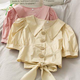 Ribbon-back Crop Blouse In 7 Colors