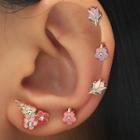 Set Of 5: Flower Alloy Earring (various Designs) 01 - Set Of 5 - Gold & Pink & Purple - One Size