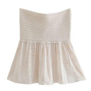 Strapless Twisted Eyelet Panel Knit Top
