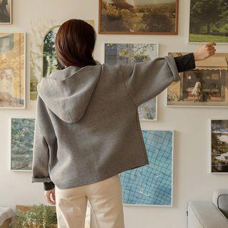 Hooded One-button Cardigan