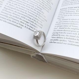 Rhinestone 925 Sterling Silver Ring K576 - One Size