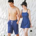 Couple Matching Striped Beach Shorts / Swimdress