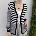 Striped Cardigan Cardigan - Striped - Black & White - One Size