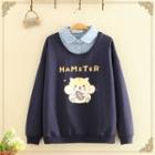 Inset Denim Shirt Hamster Print Pullover