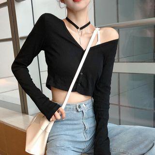 V-neck Crop Long-sleeve Top