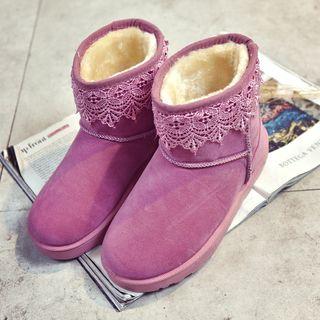 Lace-trim Short Snow Boots