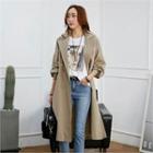 Double-breasted Drawstring-waist Trench Coat