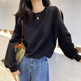 Cold-shoulder Zip Sweatshirt