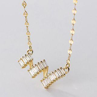 Swirl Rhinestone Pendant Sterling Silver Necklace