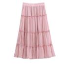 Plain Tiered Midi A-line Skirt