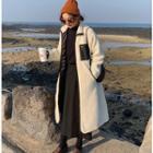 Long Sleeve Contrast Trim Pocket Coat