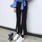 Front-slit Cropped Boot Cut Pants