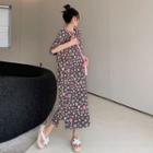 Short-sleeve Floral Midi T-shirt Dress