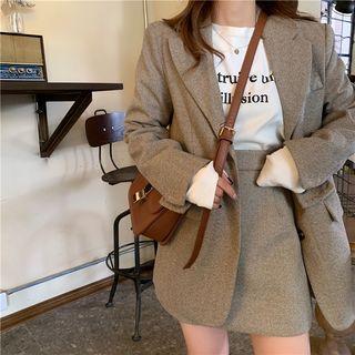 Plain Loose-fit Blazer / Skirt