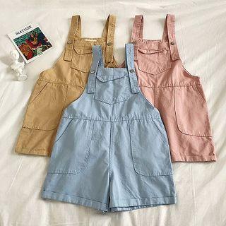 Plain Roll-up Strap Wide-leg Shorts
